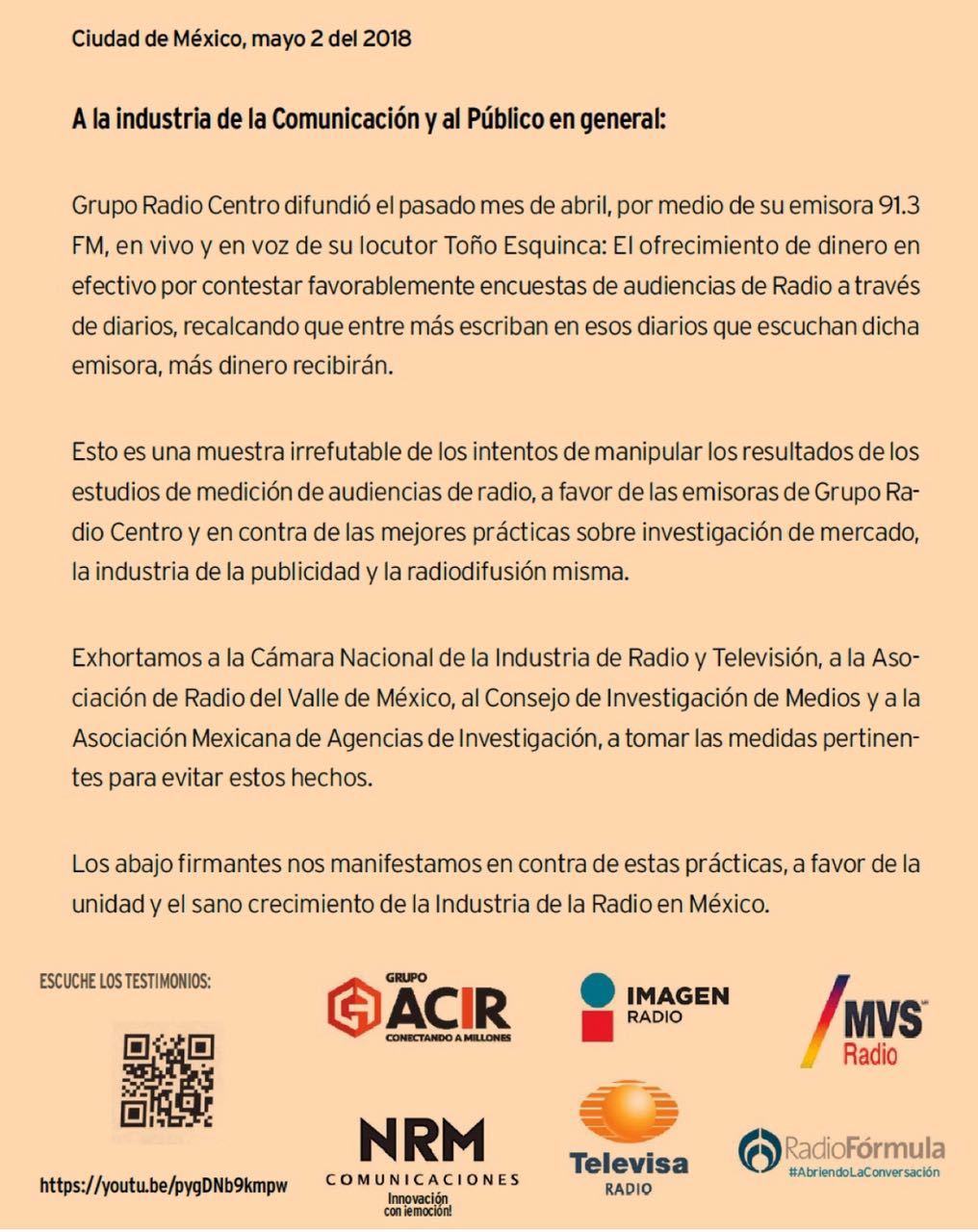 Radiodifusores denuncian prácticas indebidas de Grupo Radio Centro - denunica-grupo-radio-centro