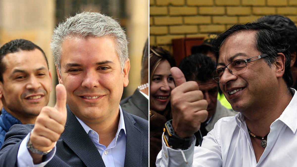 Iván Duque y Gustavo Petro, a la segunda vuelta en Colombia