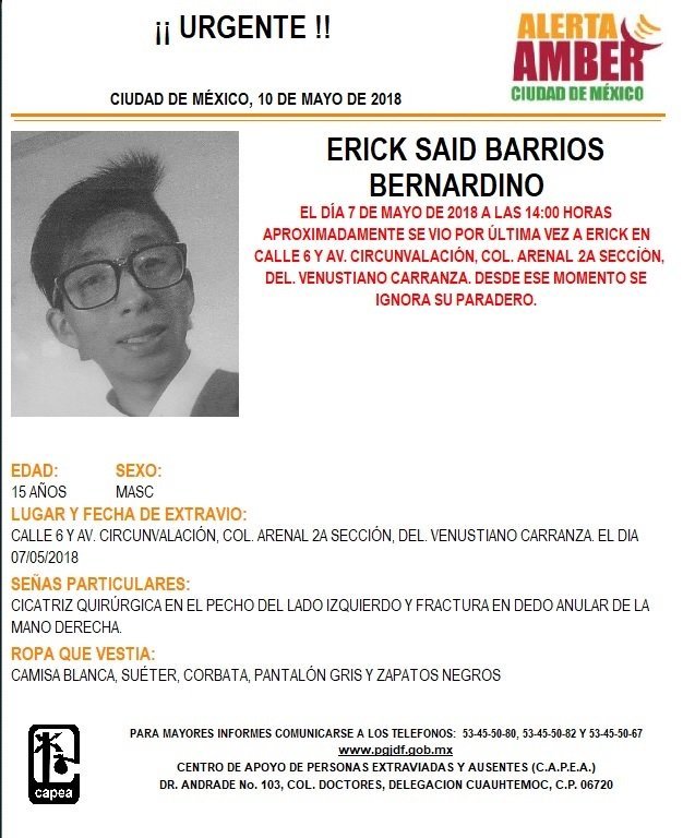 Activan Alerta Amber por dos menores desaparecidos - erick-said-barrios-alerta-amber
