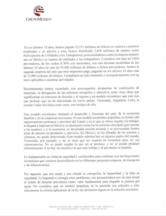 Grupo México llama a empleados a razonar el voto - german-larrea-grupo-mexico-2