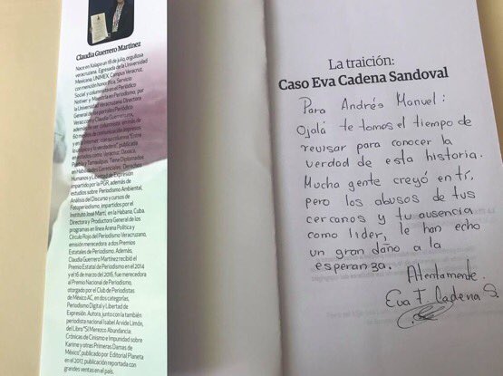 Eva Cadena entrega a López Obrador copia de 'La Traición' - libro-eva-cadena-andres-manuel-lopez-obrador-1