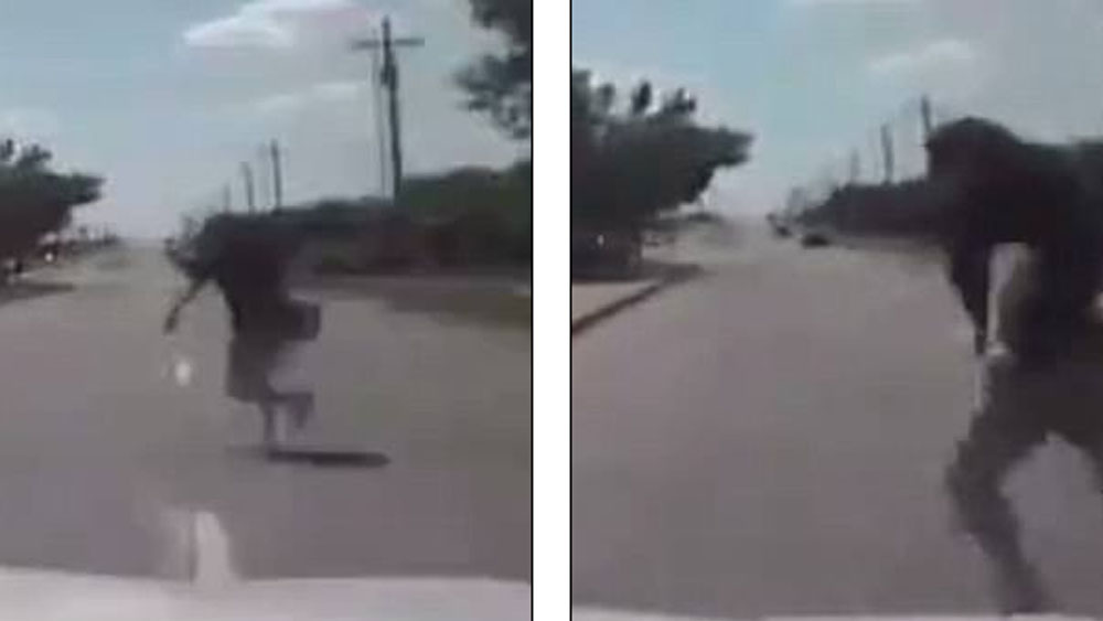 #Video Patrulla arrolla a ladrona de camioneta tras persecución