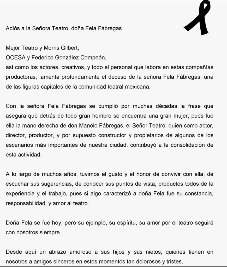 Muere Fela Fábregas a los 87 años de edad - ocesa-fela-fabregas