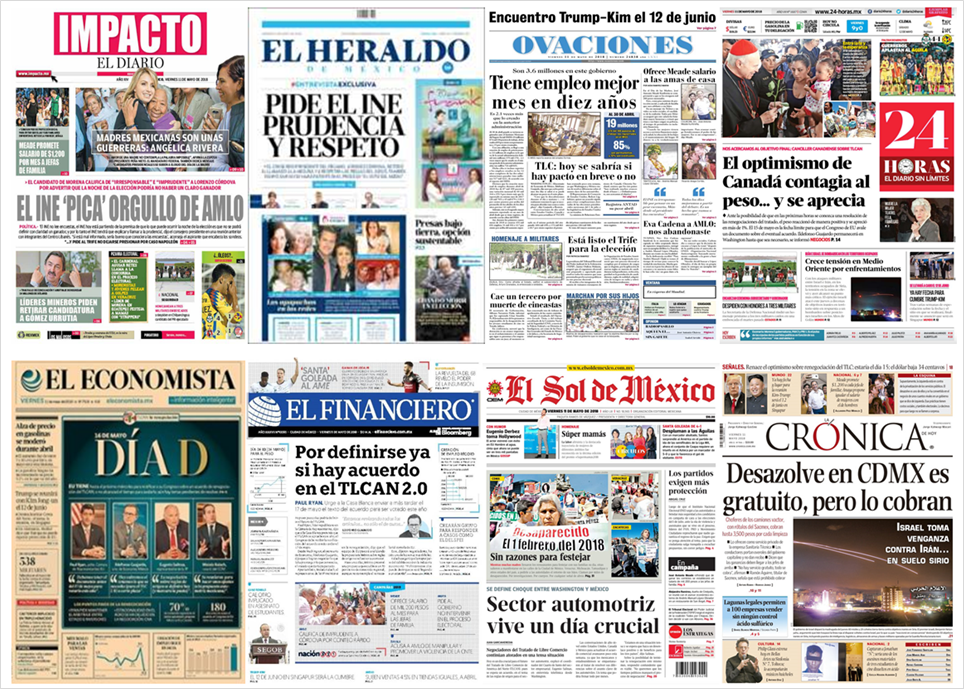 AMLO, INE y Trump en primeras planas - portadas-11-may2