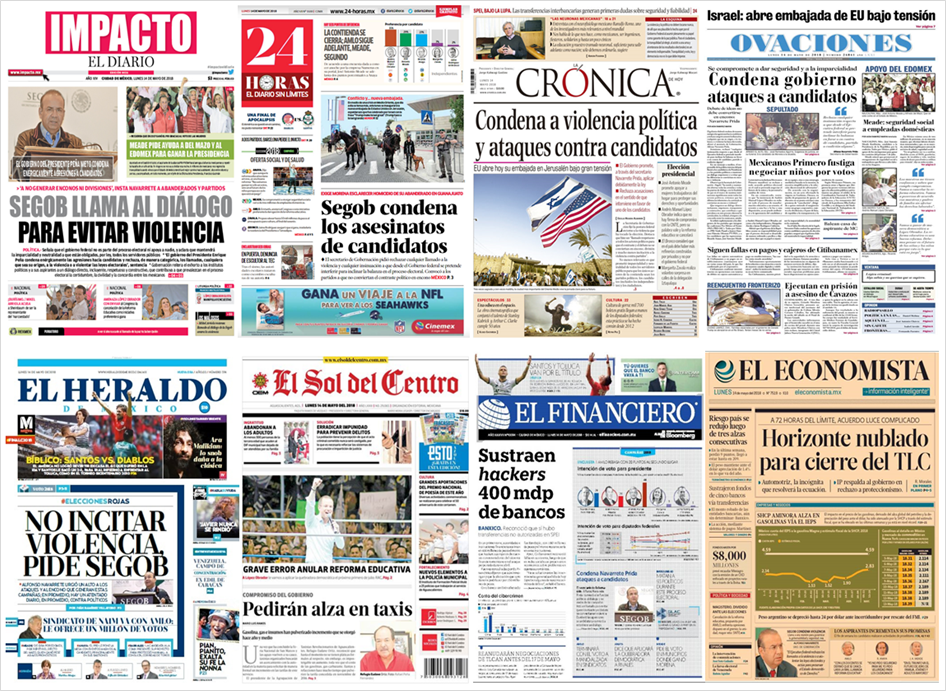 Segob, elecciones y Trump en primeras planas - portadas-14-may2