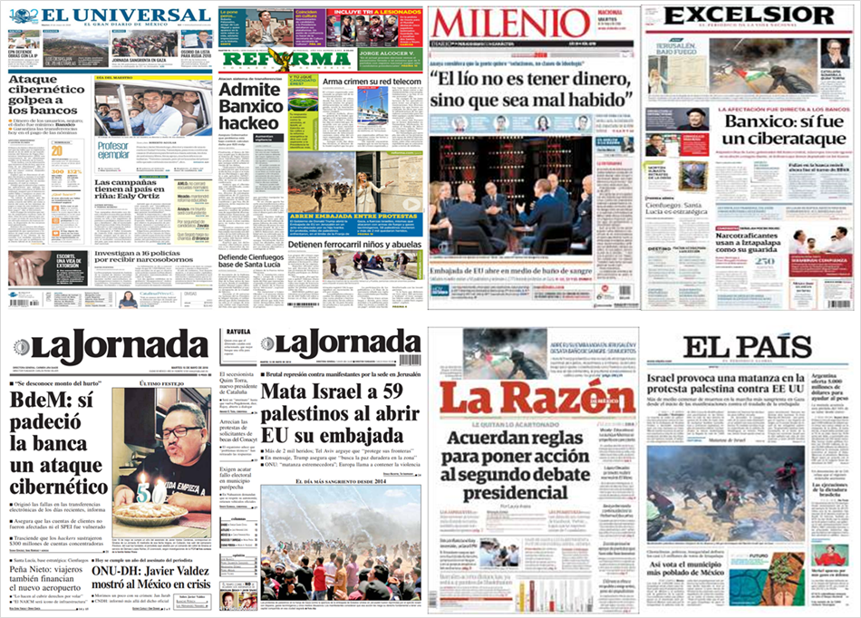 Banxico y Gaza en primeras planas - portadas-15-may1