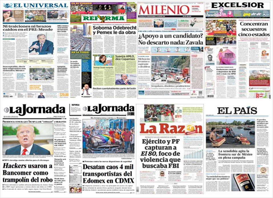 Margarita Zavala y Trump en primeras planas - portadas-18-may1