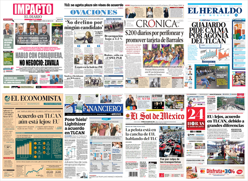 Margarita Zavala y Trump en primeras planas - portadas-18-may2