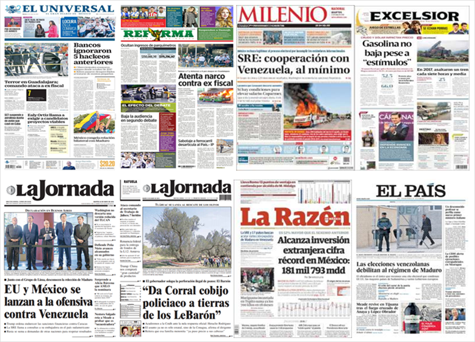 SRE, Venezuela y Gina Haspel en primeras planas - portadas-22-may1