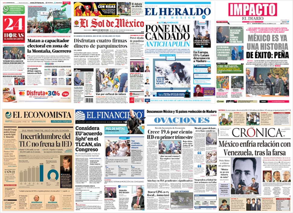 SRE, Venezuela y Gina Haspel en primeras planas - portadas-22-may2