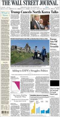 EPN, Trudeau, Trump y Corea del Norte en primeras planas - portadas-25-may-wsj