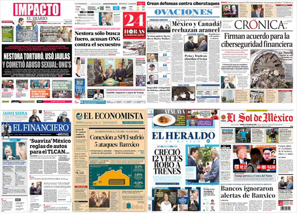 EPN, Trudeau, Trump y Corea del Norte en primeras planas - portadas-25-may2