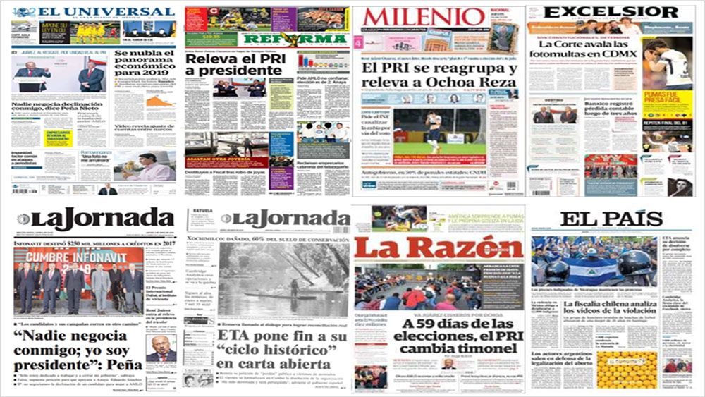 Ochoa Reza, René Juárez y Trump en primeras planas