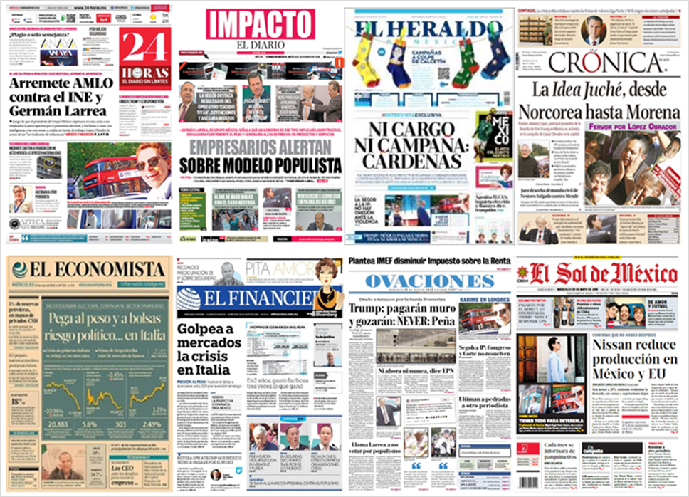 Trump, muro e Italia en primeras planas - portadas-30-may2