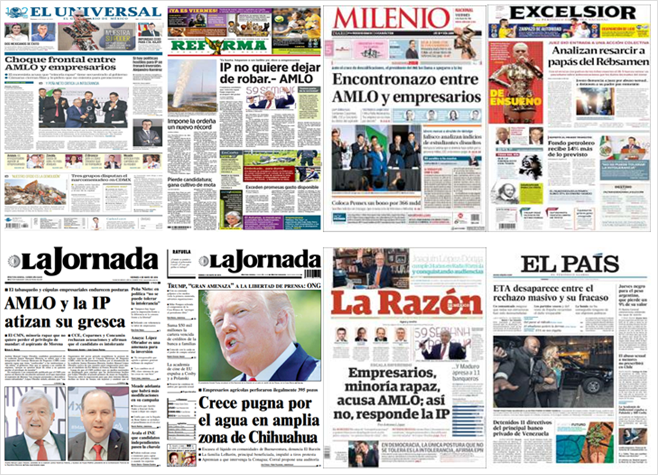 AMLO, empresarios y Trump en primeras planas - portadas-4-may1