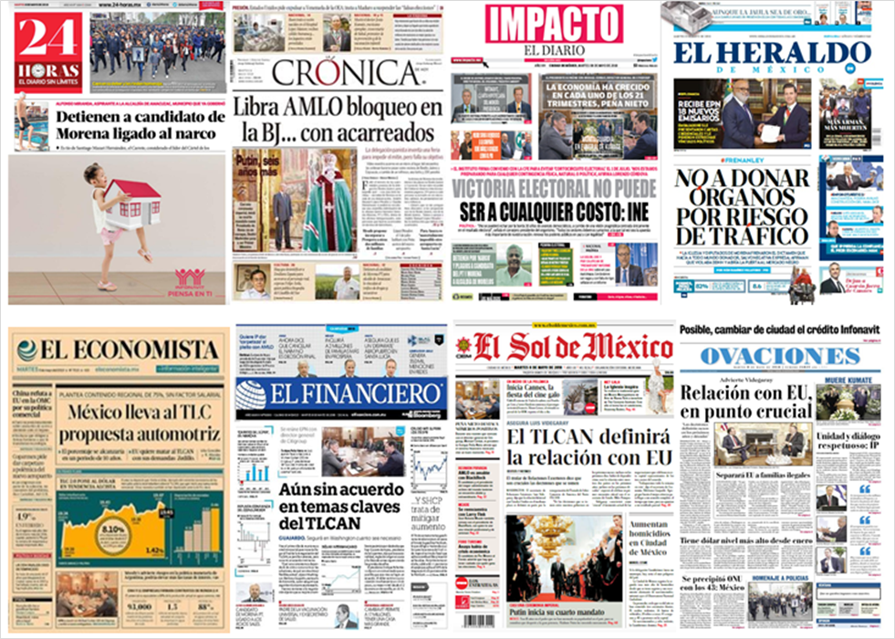 Videgaray, TLC y Trump en primeras planas - portadas-8-may2