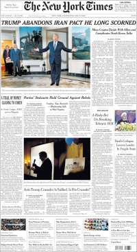 NAIM, Irán y Trump en primeras planas - portadas-9-may-nyt