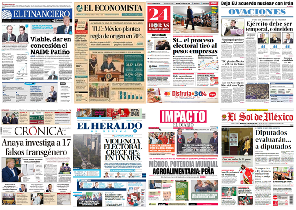 NAIM, Irán y Trump en primeras planas - portadas-9-may2