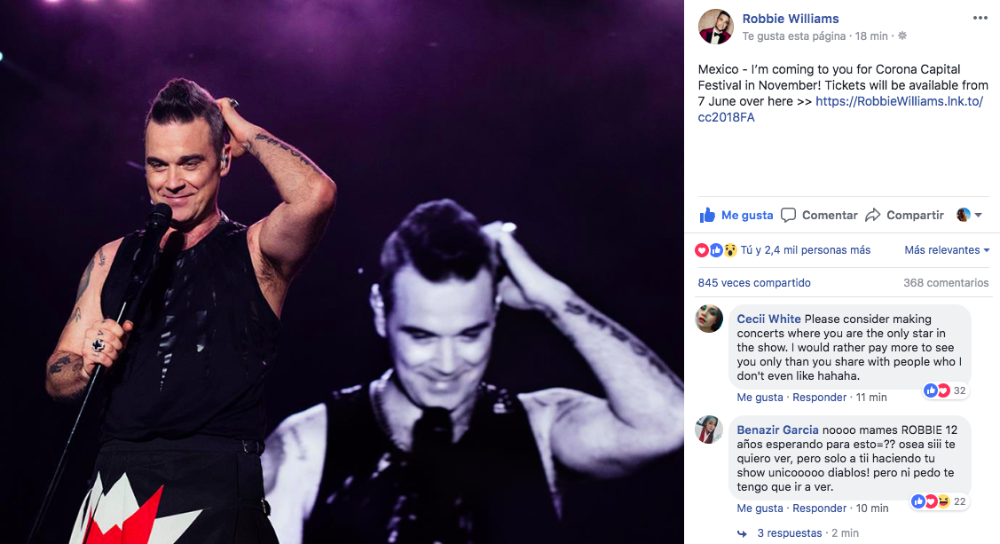 Revelan el cartel para el Corona Capital - robbie-williams