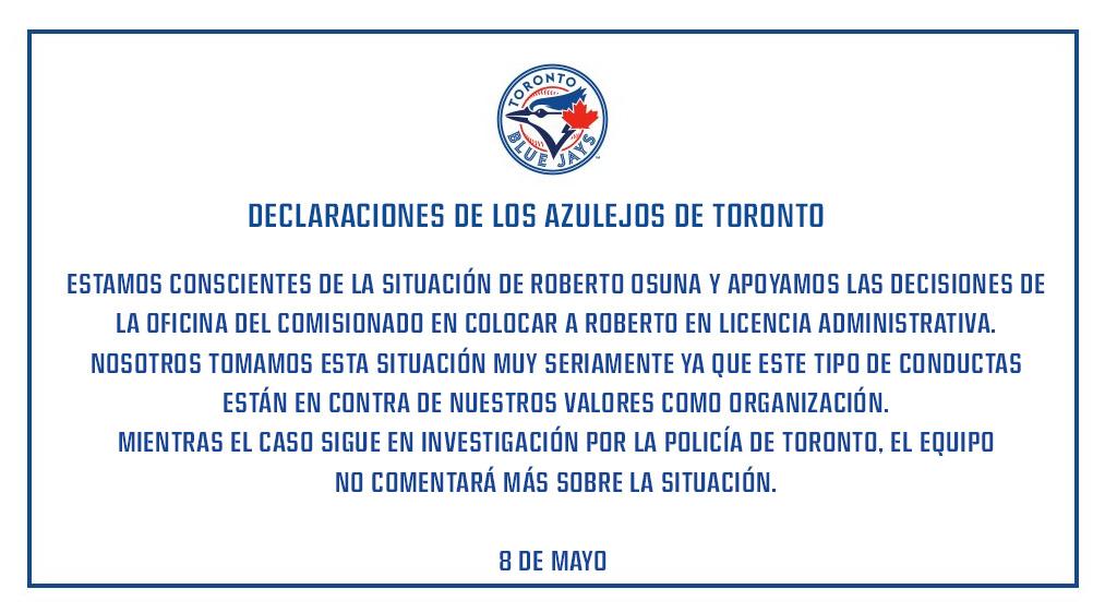Acusan a Roberto Osuna de agresión - toronto-azulejos