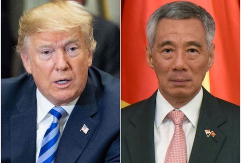 Trump y primer ministro de Singapur hablan sobre encuentro con Kim Jong-un - trump-lee-hsien-loong