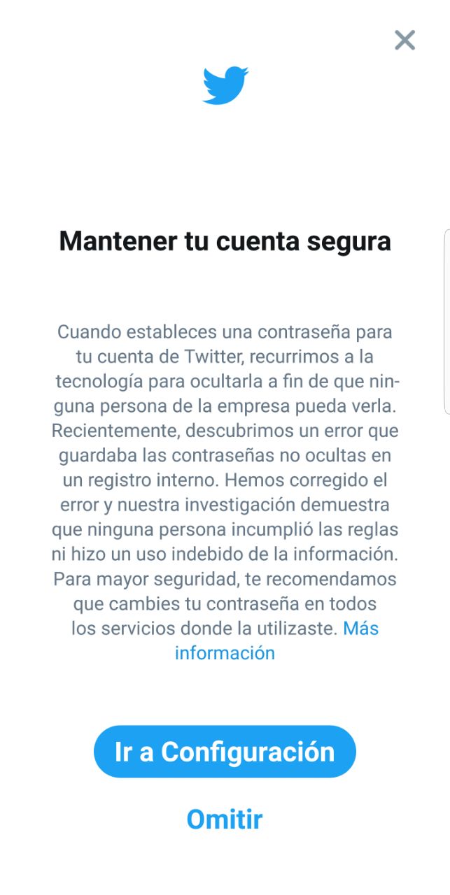 Twitter pide a millones de usuarios cambiar su contraseña por bug - twitter-contrasena