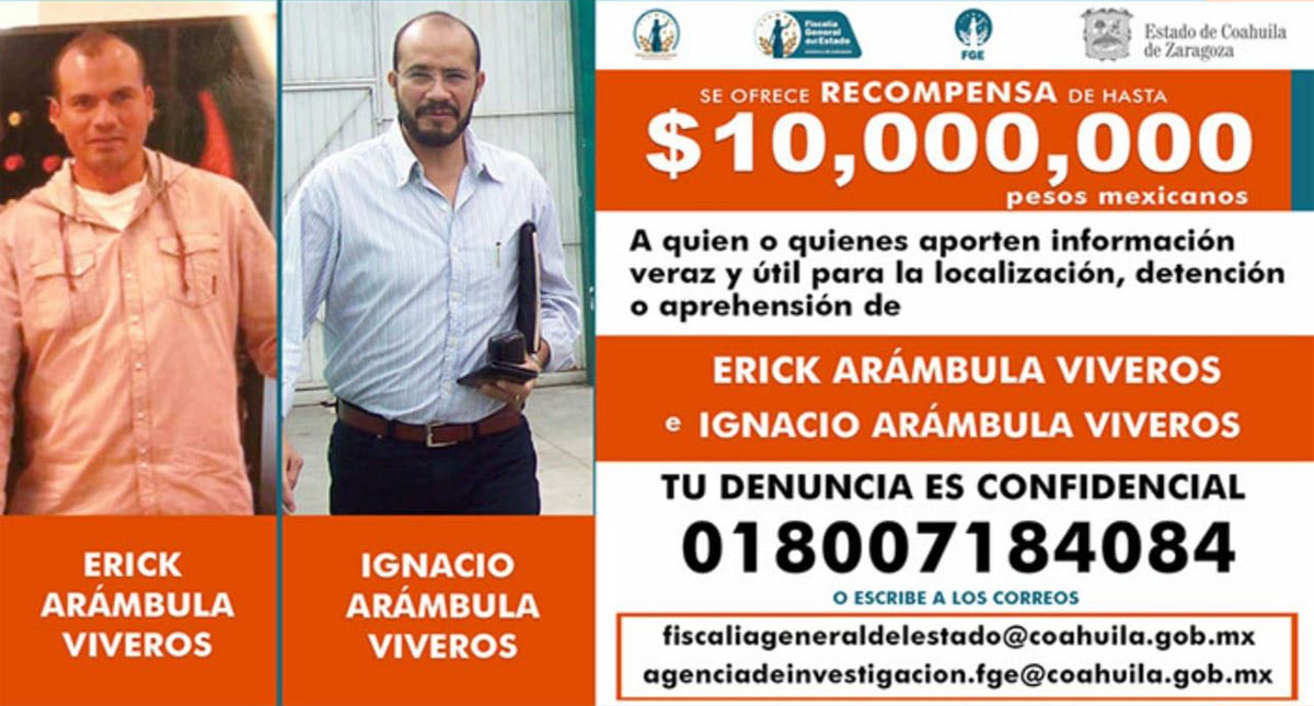 Coahuila ofrece 10 mdp por asesinos de Fernando Purón