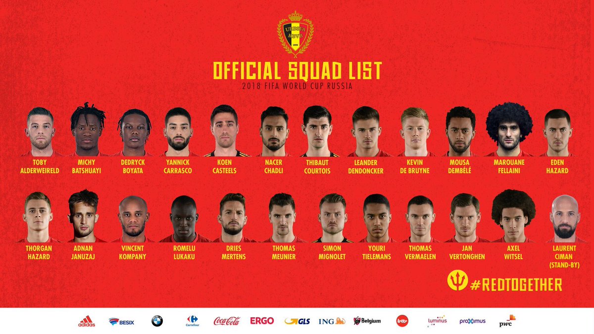 Listas definitivas de convocados para Rusia 2018 - belgica