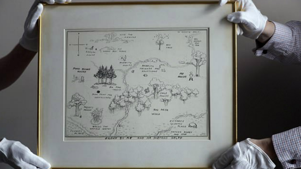 Subastarán mapa original de Winnie the Pooh