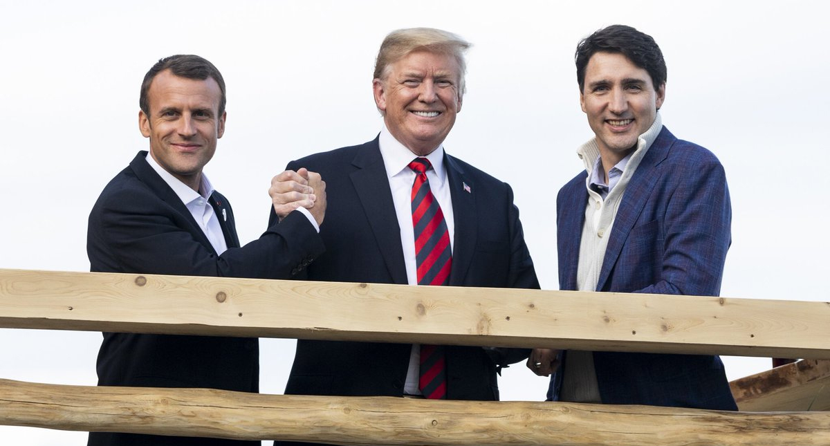 Donald Trump asegura que tiene una buena relación con Merkel - g7-donald-trump-macron-justin-trudeau