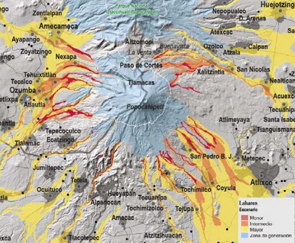 Actualizan mapa de riesgos del volcán Popocatépetl - mapa-riesgos-unam