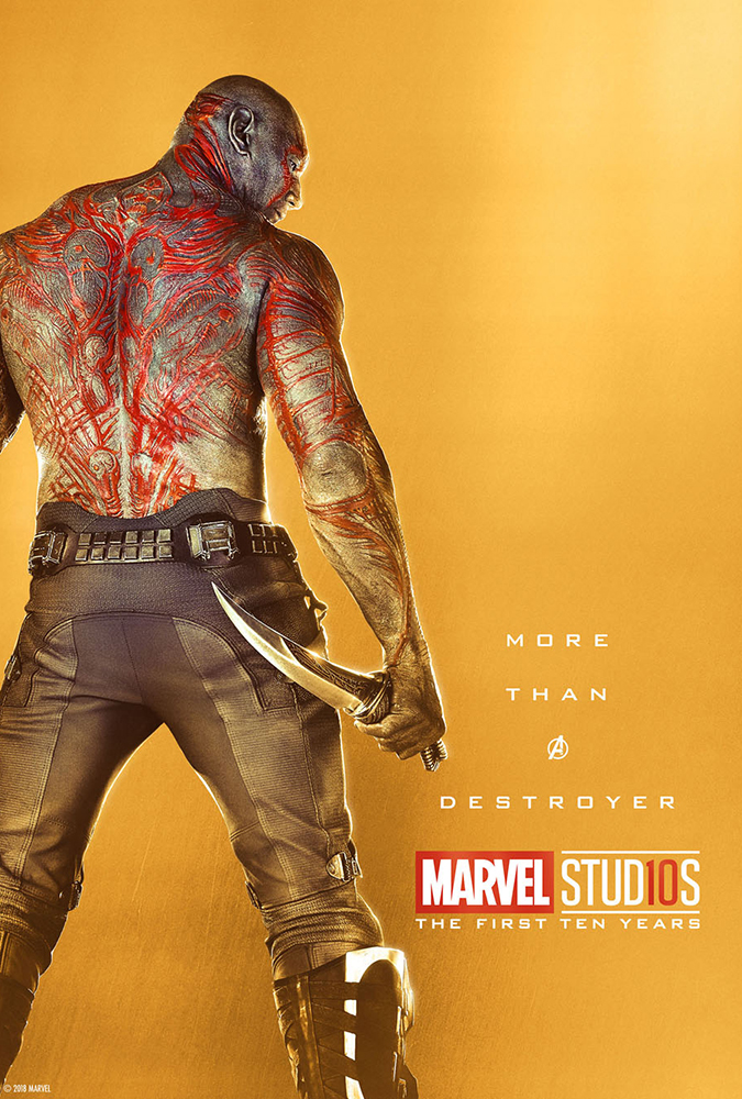 Marvel Studios celebra su décimo aniversario con pósters especiales - marvel-studios-10-aniversario-poster-drax