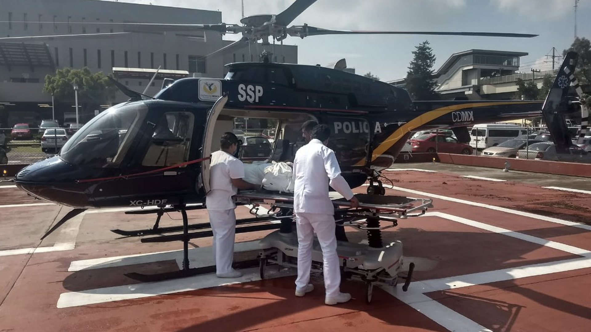 Trasladan en helicóptero a paciente con infarto