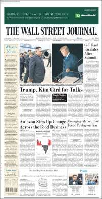 Meade, Anaya, Trump y Kim Jong-un en primeras planas - portadas-11-jun-wsj