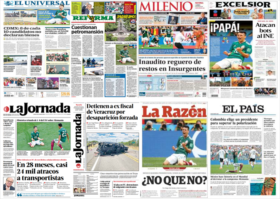 Selección mexicana y migrantes en primeras planas - portadas-18-jun1