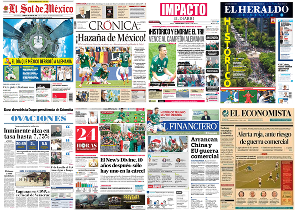 Selección mexicana y migrantes en primeras planas - portadas-18-jun2