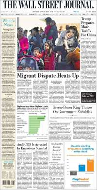 Migrantes, China y EE.UU. en primeras planas - portadas-19-jun-wsj
