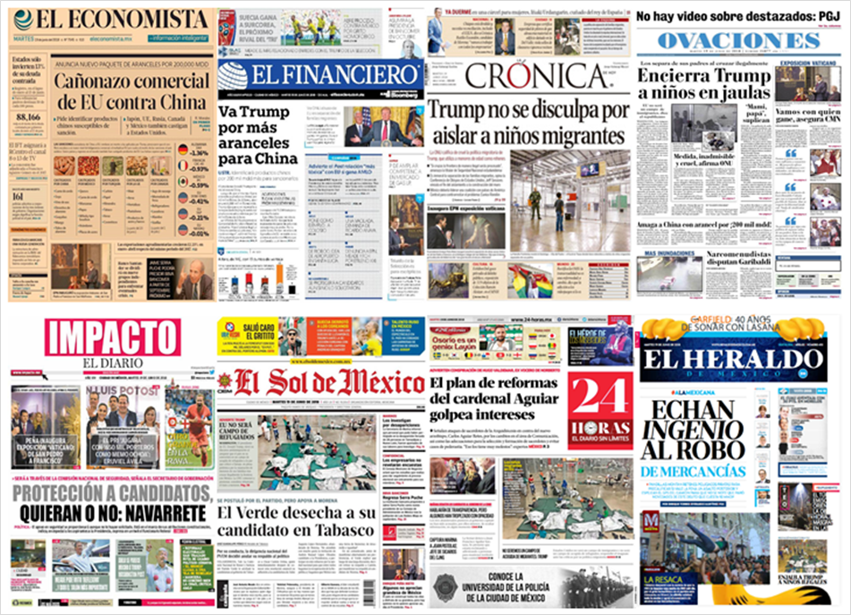 Migrantes, China y EE.UU. en primeras planas - portadas-19-jun2