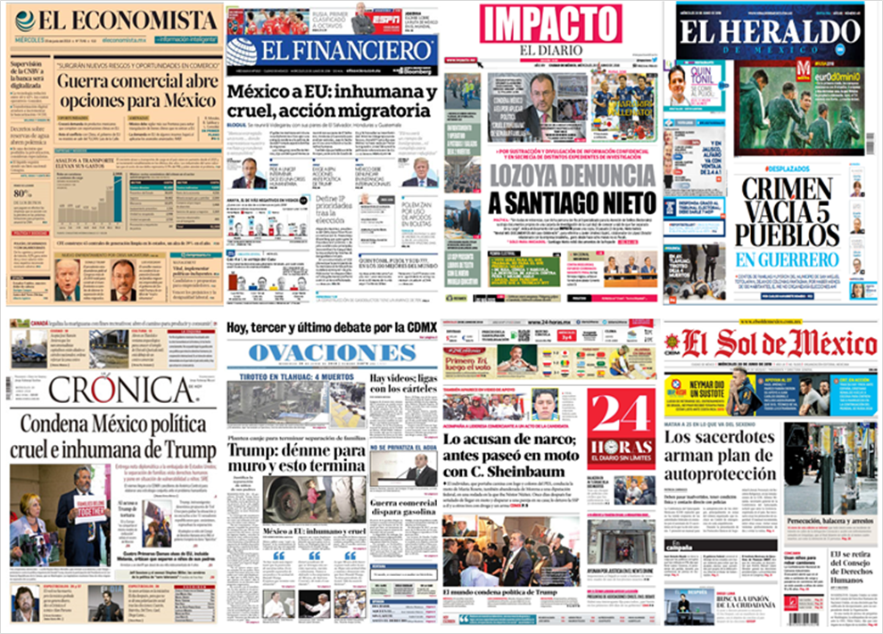 Trump y menores migrantes en primeras planas - portadas-20-jun2