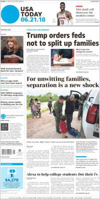 Trump y menores migrantes en primeras planas - portadas-21-jun-usat