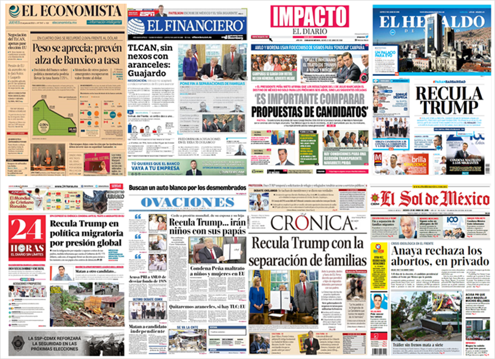 Trump y menores migrantes en primeras planas - portadas-21-jun2