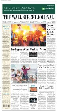 INE, PREP y Trump en primeras planas - portadas-25-jun-wsj