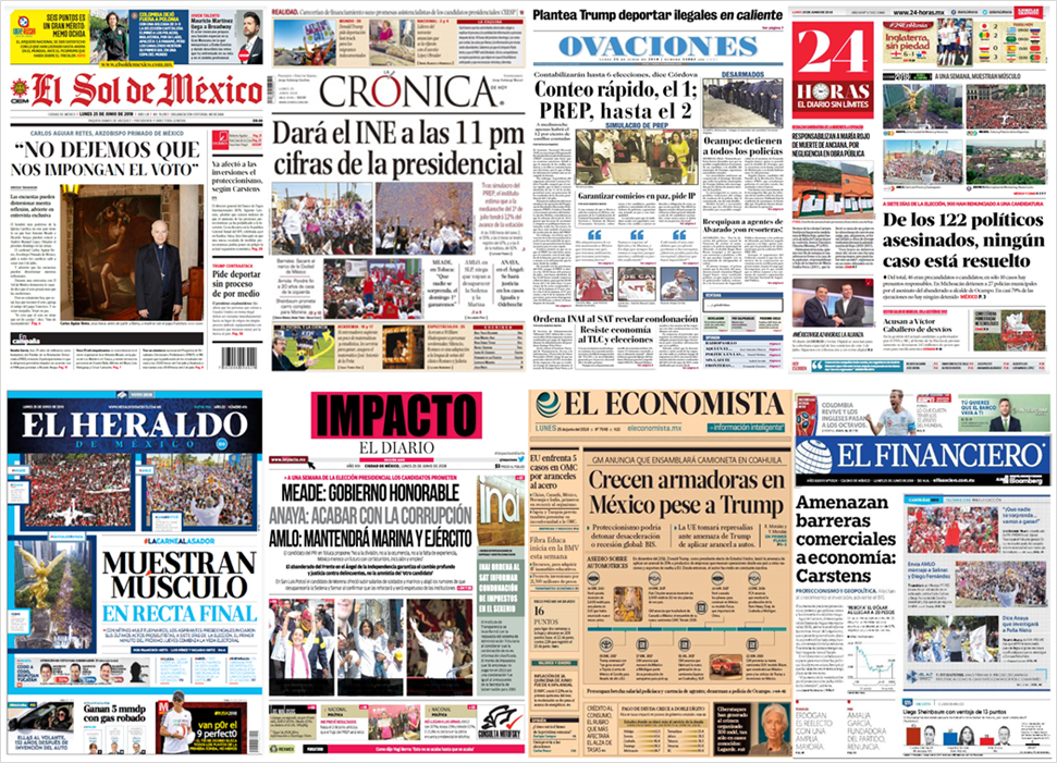 INE, PREP y Trump en primeras planas - portadas-25-jun2
