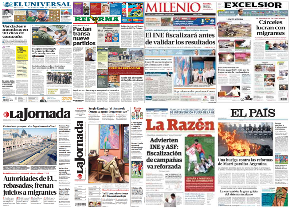 INE, Trump y Harley-Davidson en primeras planas - portadas-26-jun1