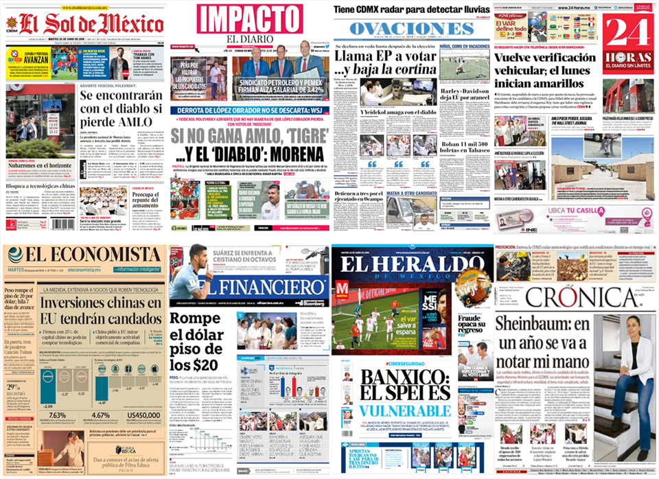 INE, Trump y Harley-Davidson en primeras planas - portadas-26-jun2