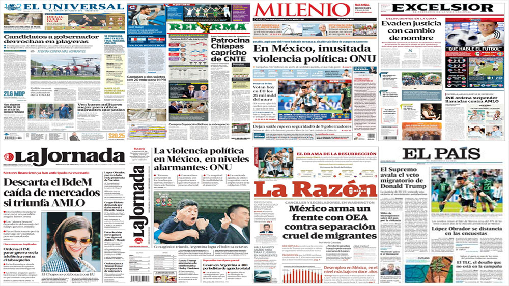Violencia política en México y Trump en primeras planas