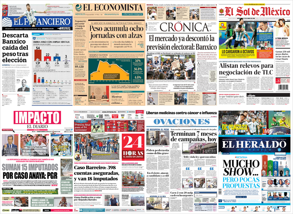 Violencia política en México y Trump en primeras planas - portadas-27-jun2