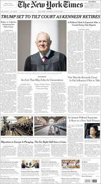 Elecciones, EPN y magistrado de EE.UU. en primeras planas - portadas-28-jun-nyt