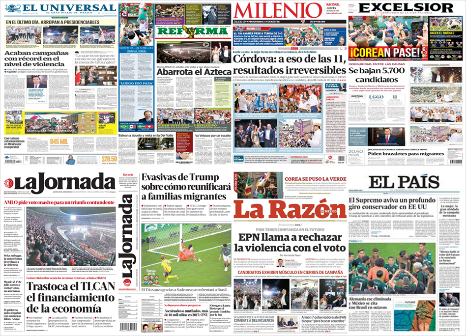 Elecciones, EPN y magistrado de EE.UU. en primeras planas - portadas-28-jun1