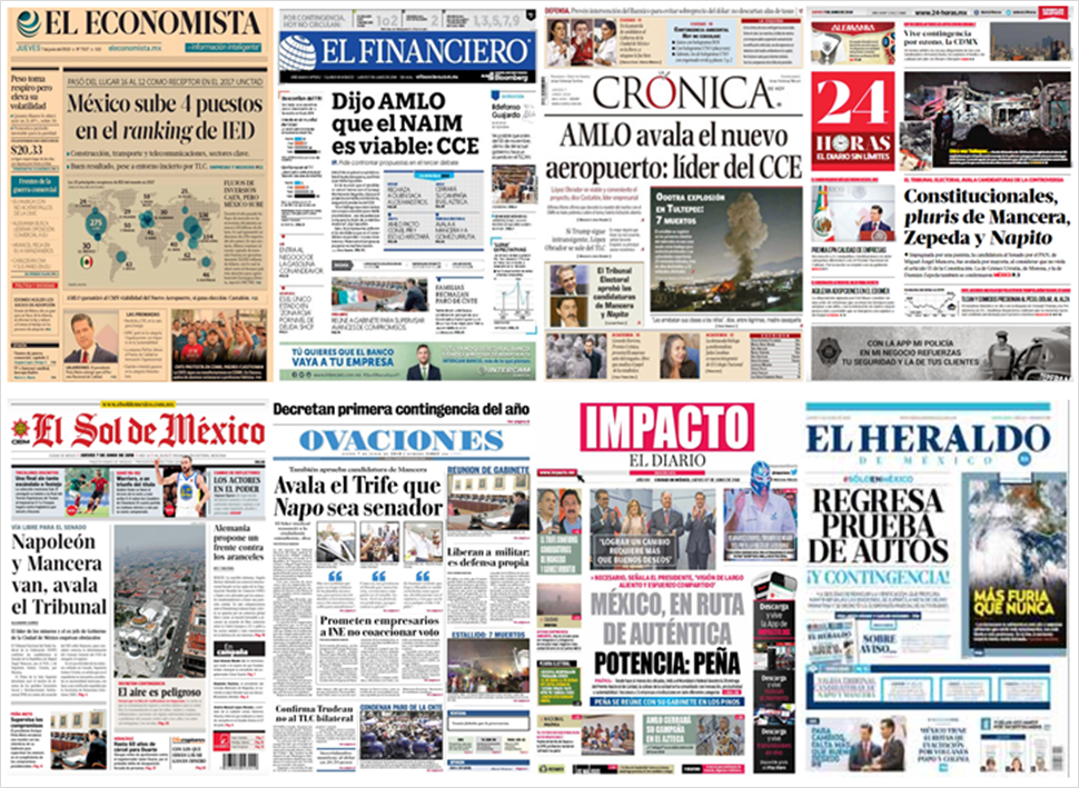 AMLO, NAIM y Trump en primeras planas - portadas-7-jun2